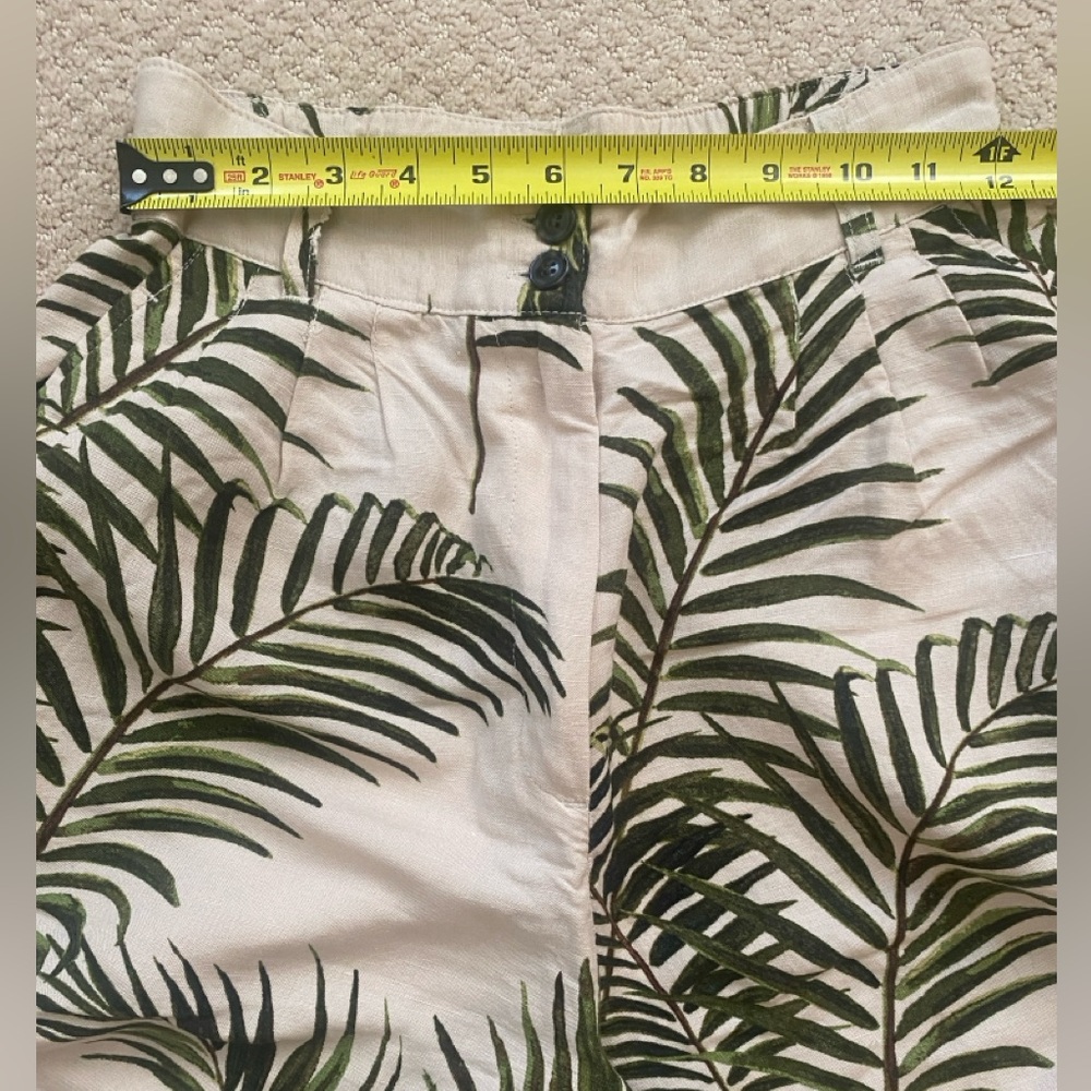H&M Pleated Ultra Wide Leg Pants Size 4 Linen Blend Palm Leaf Print 🌴 Very Chic - Picture 8 of 12